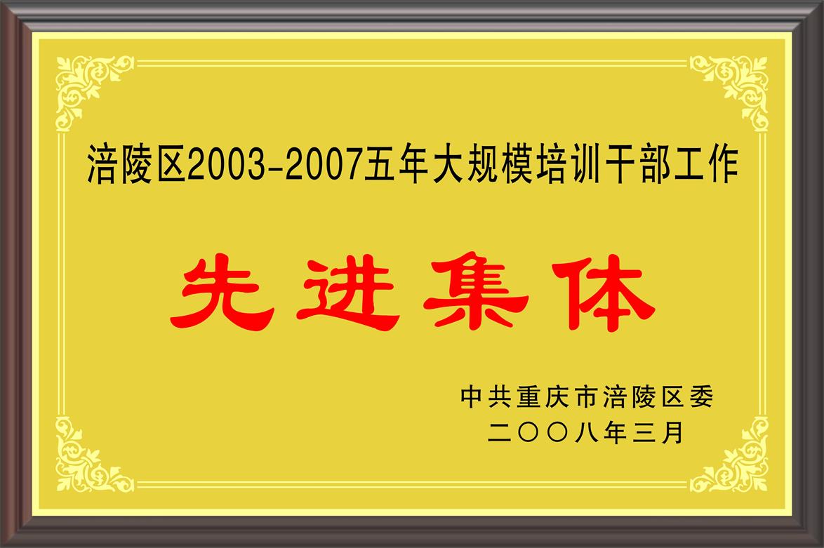 涪陵区2003-2007五年大规模培训干部工作 先进集体